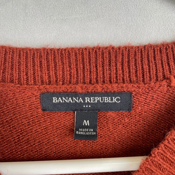 Banana Republic Crew Neck Long Sleeve Knit Sweater Rust Orange Preppy Women's M - Picture 4 of 8